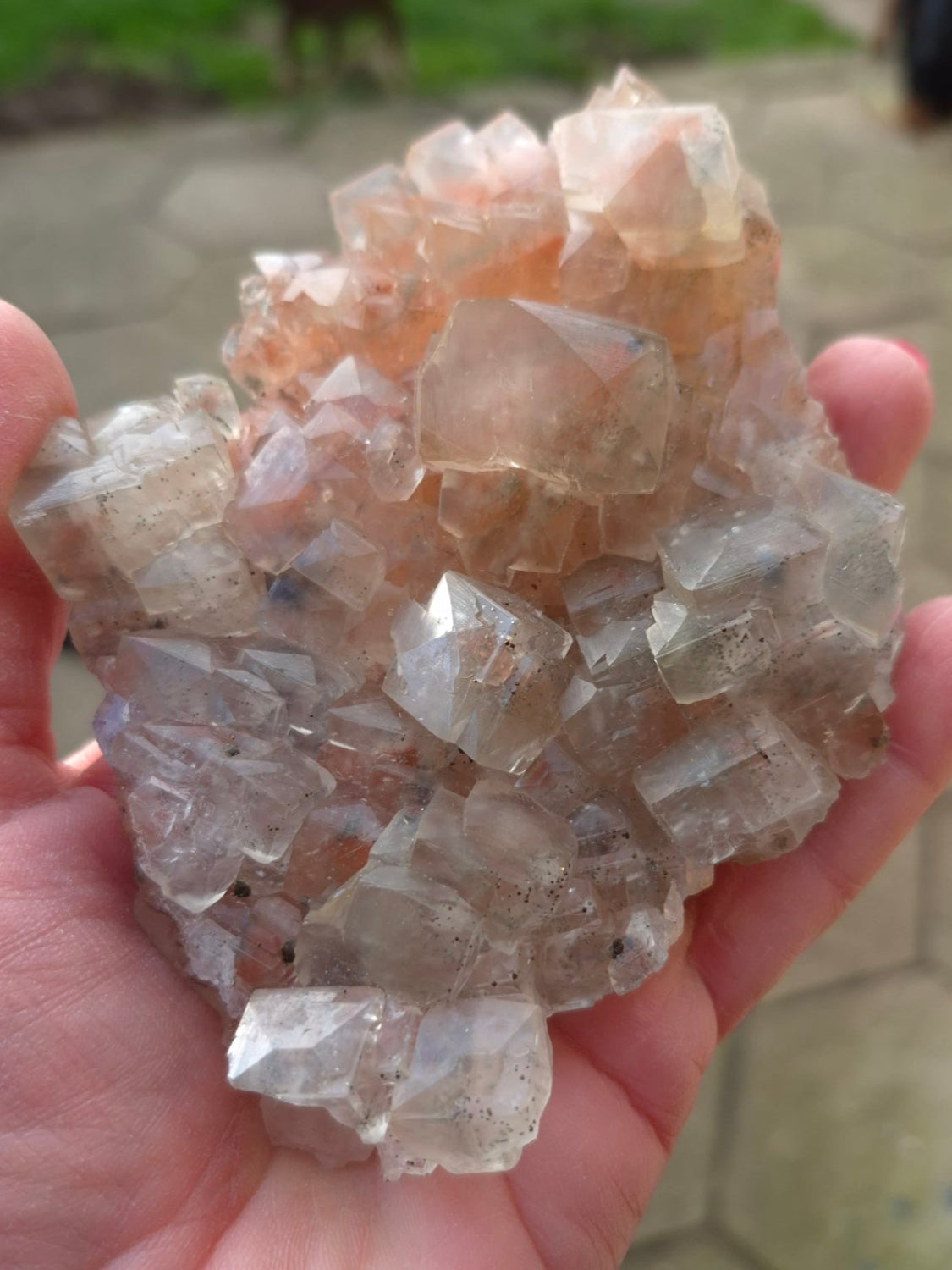 Red calcite with pyrite