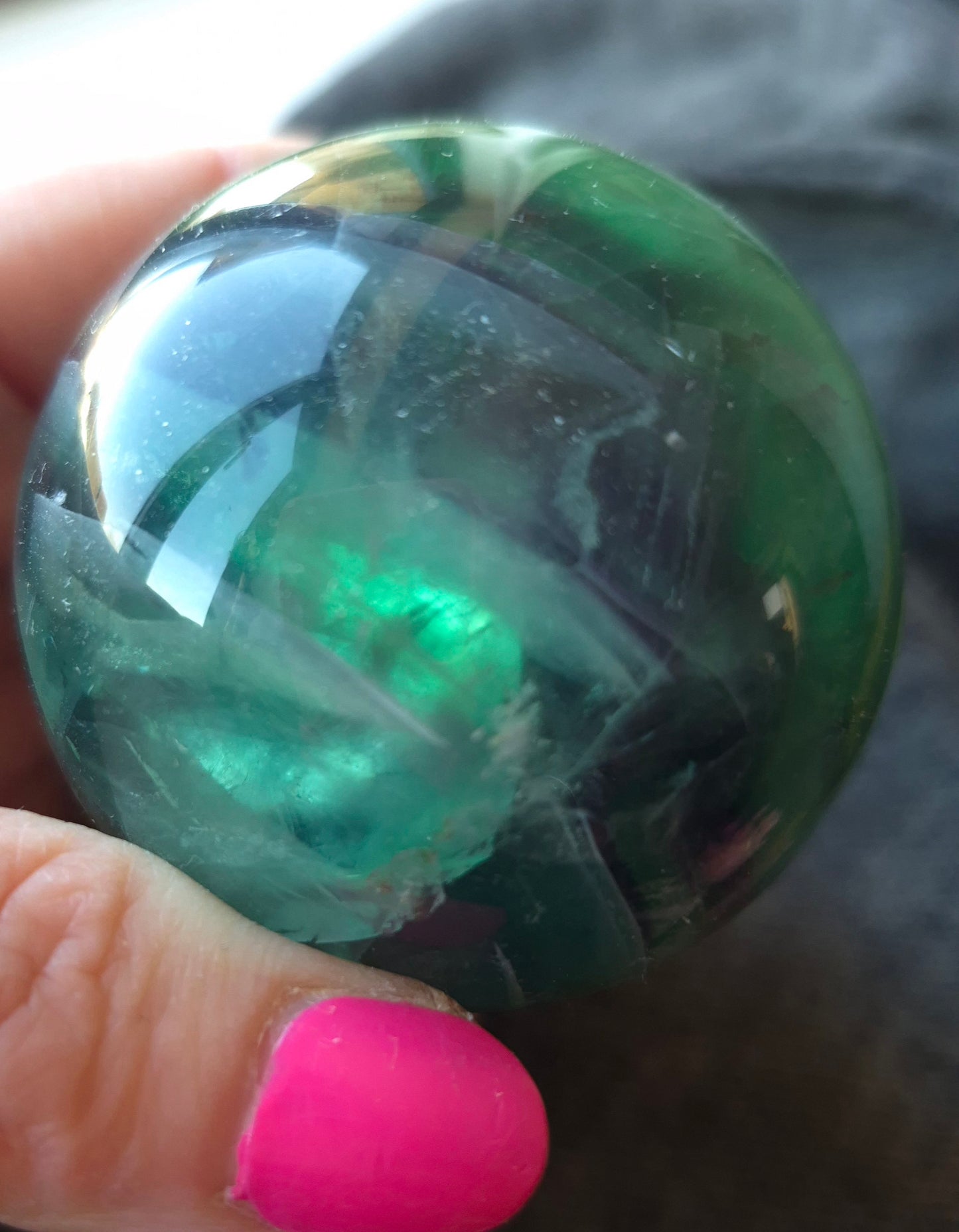 Feather fluorite sphere