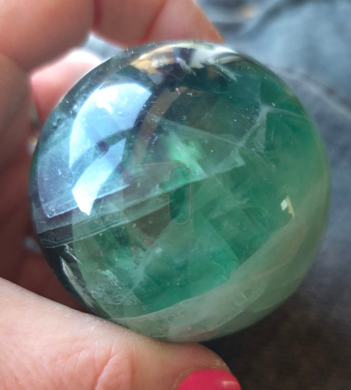 Feather fluorite sphere