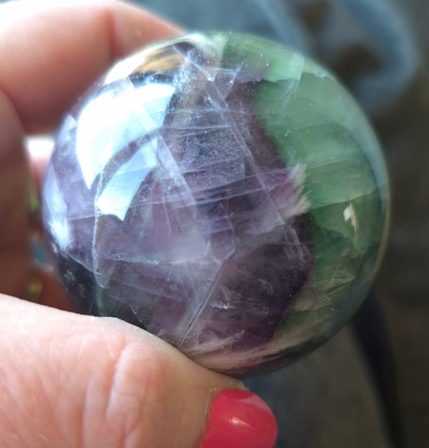 Feather fluorite sphere